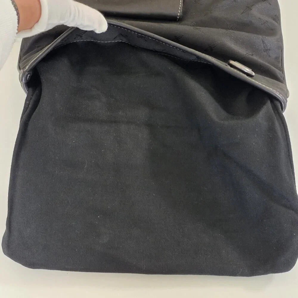 Cesare Paciotti Messenger Cross Body Dagger AOP Bag Made In Italy Black Embossed